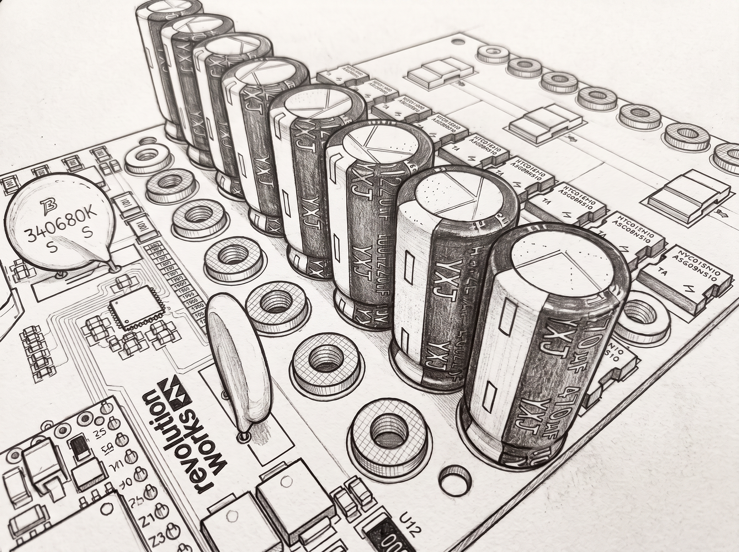 High-current motor controller PCB with power MOSFETs and aluminium heatsink